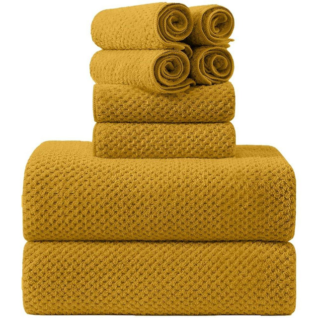 8-Piece Bath Towel Set, 2 Extra Large Bath Towel Sheets, 2 Hand Towels and 4 Washcloths - Highly Absorbent Quick Dry Microfiber,Ultra Soft Towel Set for Bathroom Waffle Weave, Pack of 8 (Sweet Yellow)