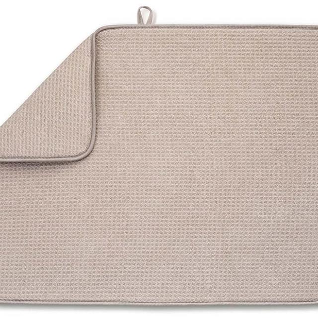 XXL Dish Mat 24" x 17" (LARGEST MAT) Microfiber Dish Drying Mat, Super absorbent by Bellemain (Light Gray)