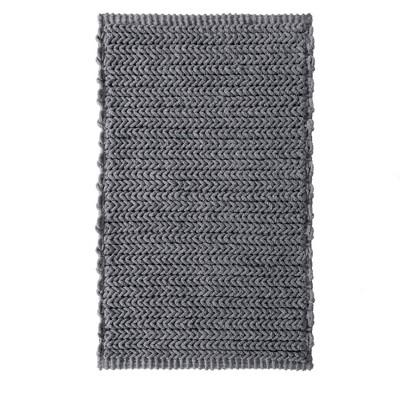 Braide Cotton Chenille Chain Stitch Bath Rug Charcoal