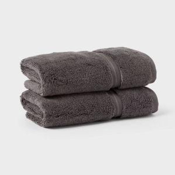 2pk Spa Plush Hand Towel Set Dark Gray - Threshold™