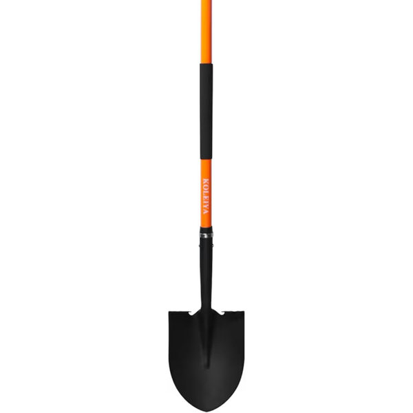 Heavy Duty Digging Shovel 57 Inch Fiberglass Handle with Serrated Steel Blade Ergonomic Grip for Gardening Landscaping Construction