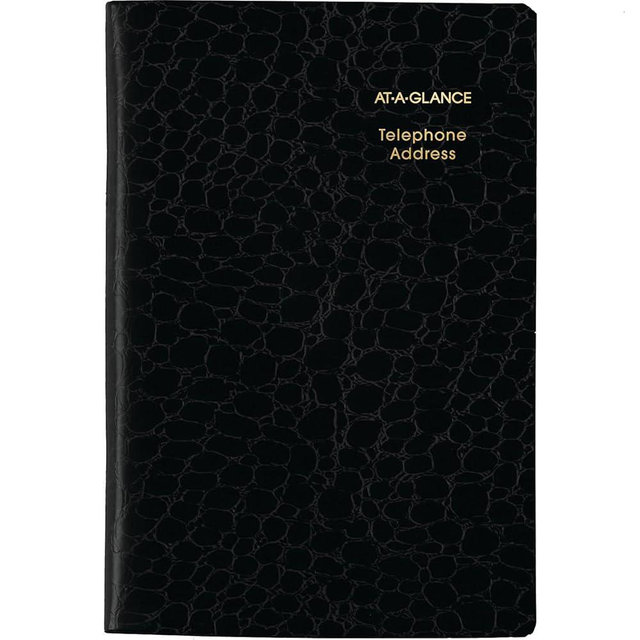 AT-A-GLANCE Telephone & Address Book, 600+ Entries, 4" x 6", Designer, Black (8040205)