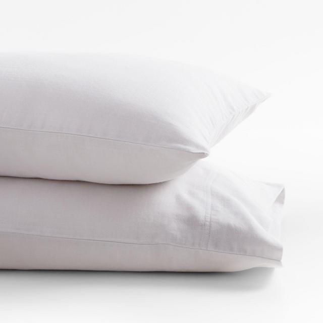 Organic Double Weave Light Grey King Pillowcase Pair