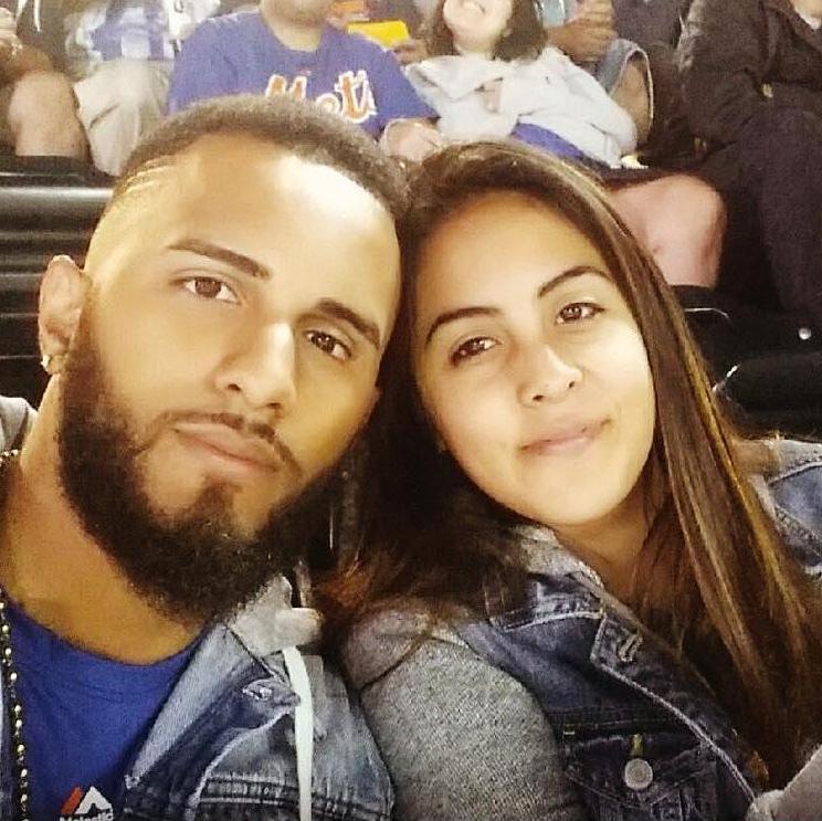 Our first Mets v. Yankees subway series game together