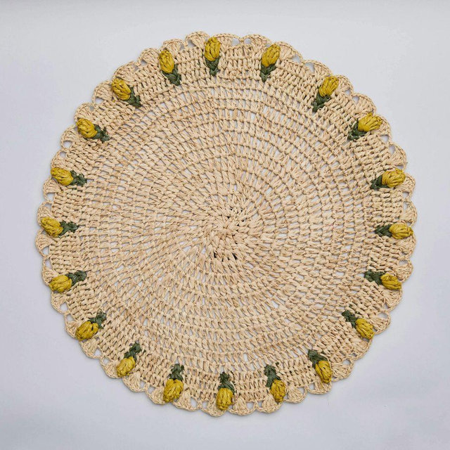 Handcrafted Tulip Edged Placemats, Set of 4 - Lemon