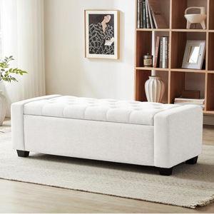 48" Ottoman with Storage, White Storage Ottoman Bench