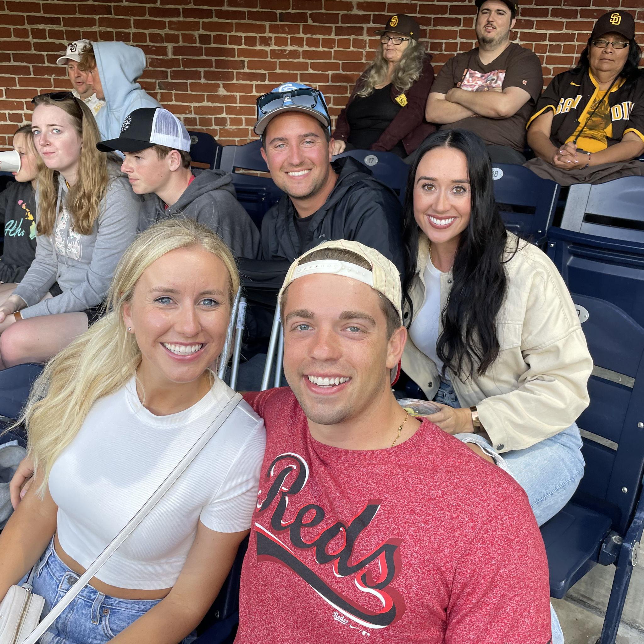 cheering on the reds at a padres game