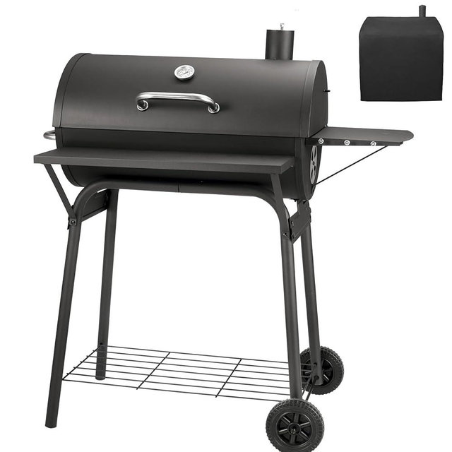 Kendane Barrel Charcoal Grill, Large Charcoal Grills with Front and Side Shelf, 627 Square Inches Cooking Grid, Outdoor BBQ Grill, Perfect for Backyard Camping, Patio Parties, and Picnics