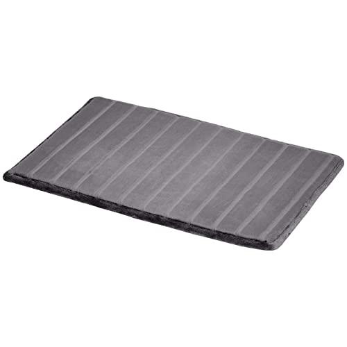 AmazonBasics Striped Memory Foam Bath Mat - Small, Grey