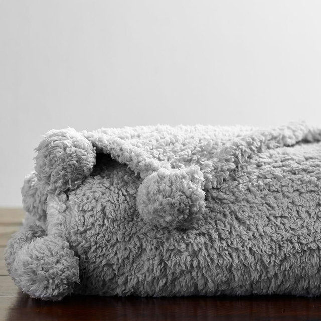 Cozy Pom Pom Throw, 50 x 60", Smoke