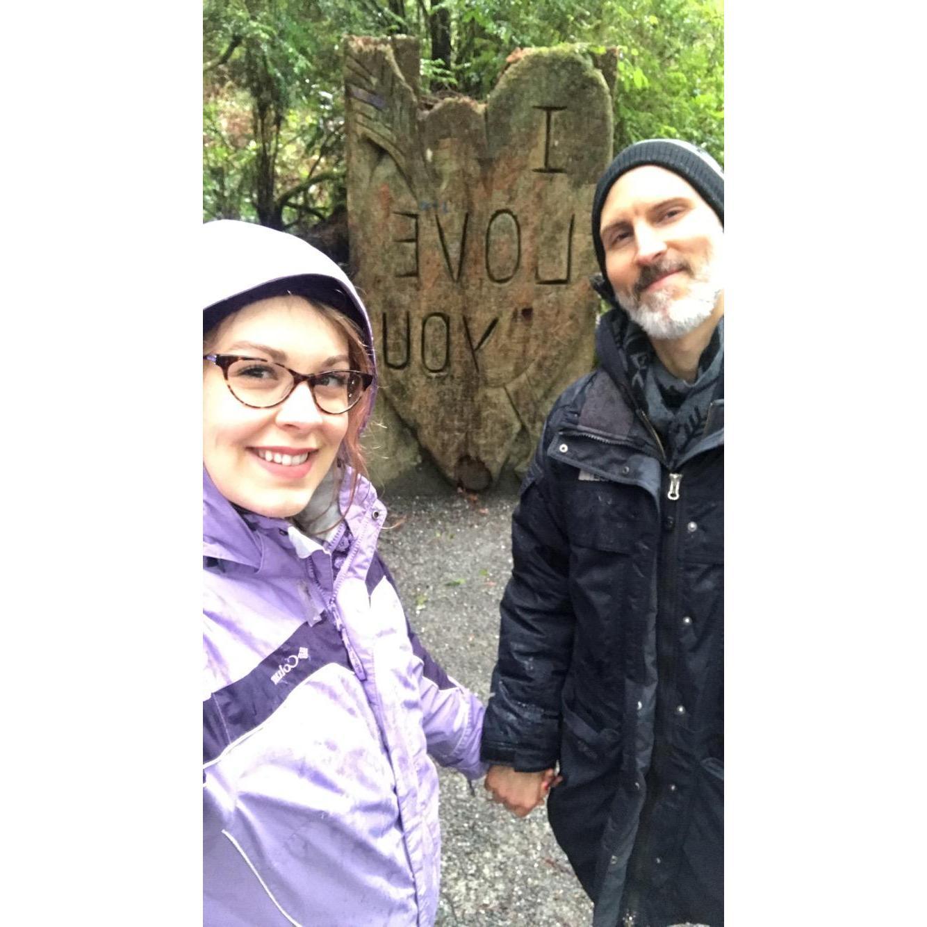 Right before we got engaged we posed with this love rock