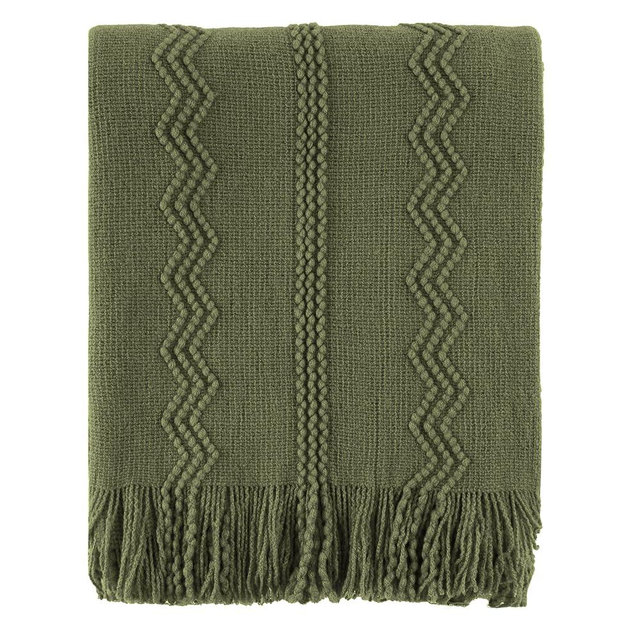BATTILO HOME Olive Green Throw Blanket for Couch, Soft Army Green Blanket with Tassels for Home Decor, Decorative Knitted Throws for Couch Cover, 50"x60"