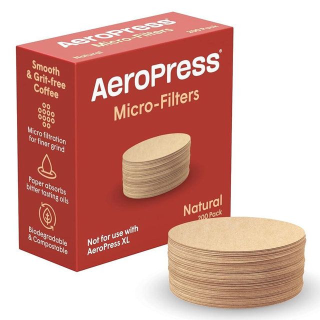 AeroPress Natural Paper Microfilters, AeroPress Coffee Filters, Unbleached Round Paper Filters for Coffee Makers, Must-Have Coffee Accessories, Standard, 1 Pack, 200 Count