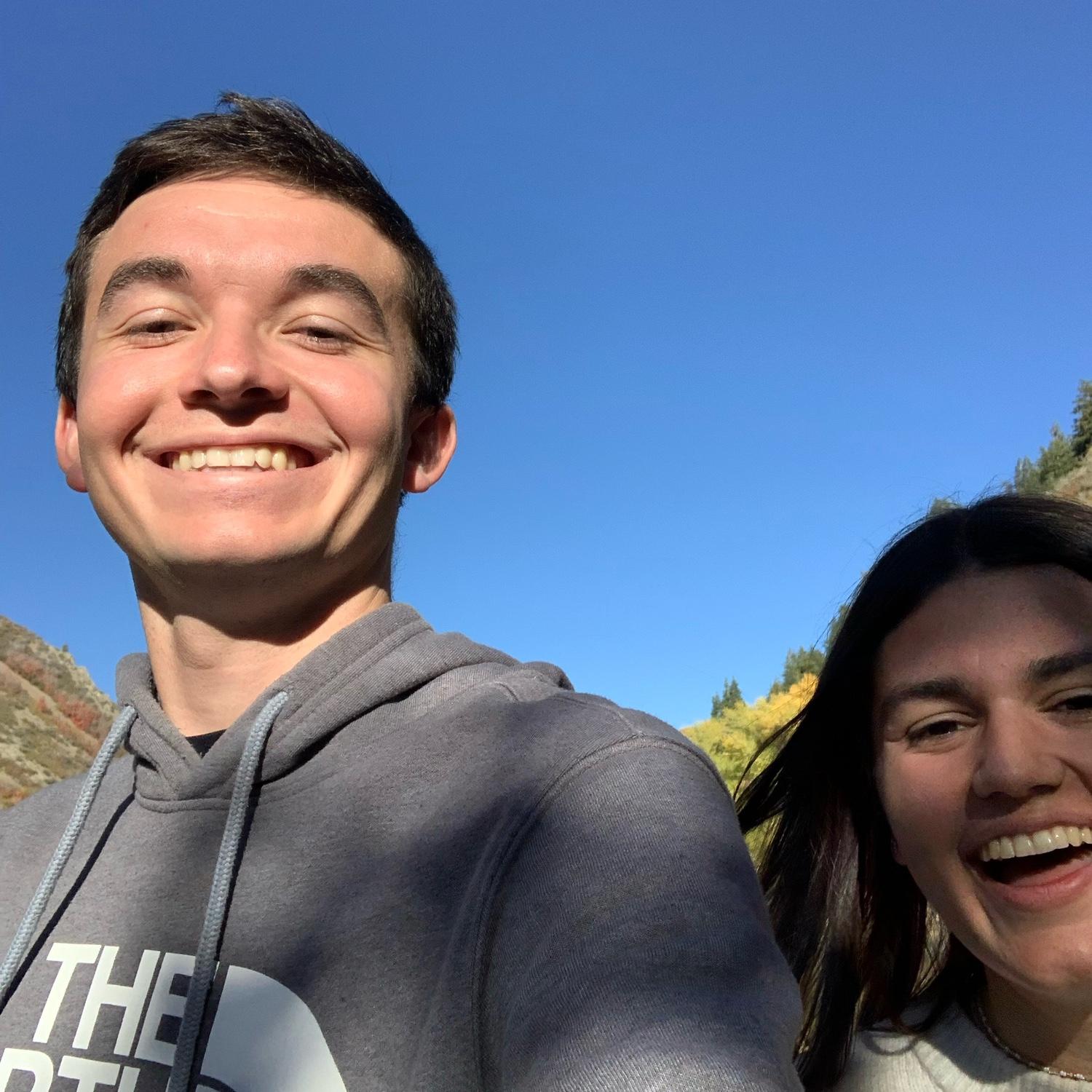 The first ever photo we took together. It was on a walk we took down in the Provo Canyon.