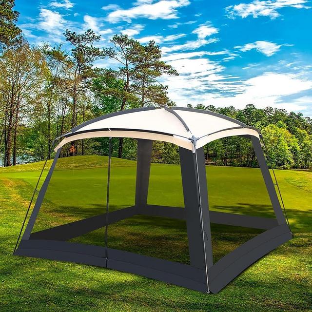 GREGIN Screen House Room 11x11 Ft Mesh Net Tent Canopy Shelter Gazebo, Easy Setup & Waterproof & Sunshade, Suitable for Camping Trip, Backyard, Beach, Picnic