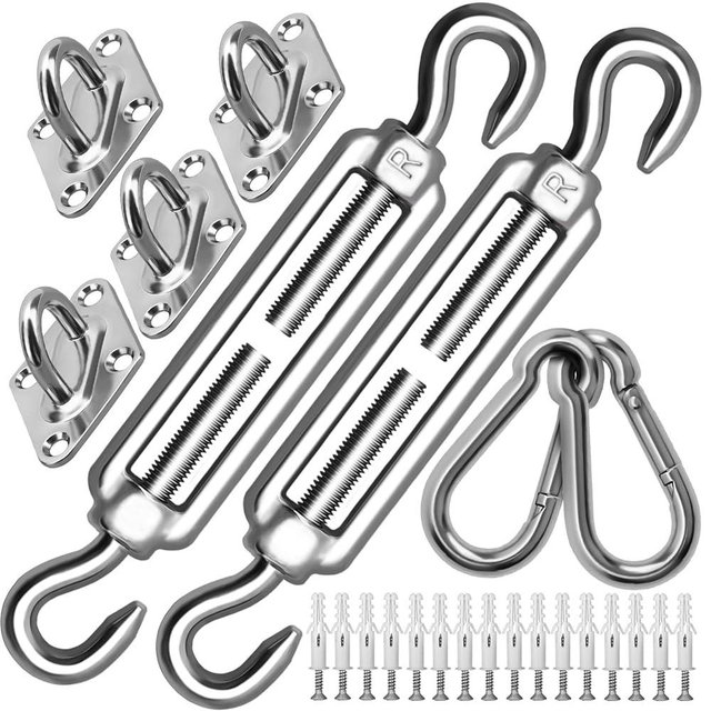 Sun Shade Sail Hardware Kit 8 Inch for Rectangle & Triangle Shade Sail Install, Stainless Steel Shade Sail Fixing Accessories for Outdoor Patio Canopy Garden, Heavy Duty Awning Attachment Set (40 Pcs)