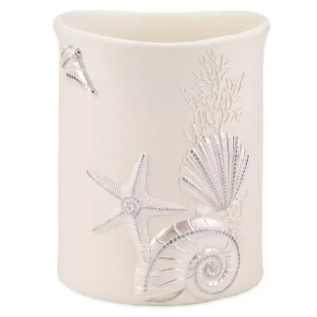 Avanti Sequin Shell Wastebasket in Ivory