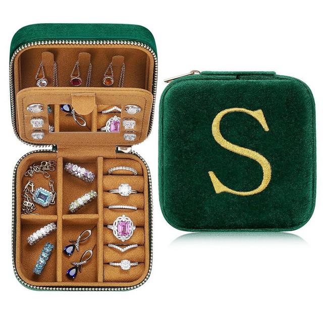 Parima Birthday Gifts for Women Teen Girl - Personalized Plush Velvet Small Travel Jewelry Case Organizer Initial Jewelry Box for Women Friends Teenage Girls Gifts Idea,Vacation Travel Essentials S