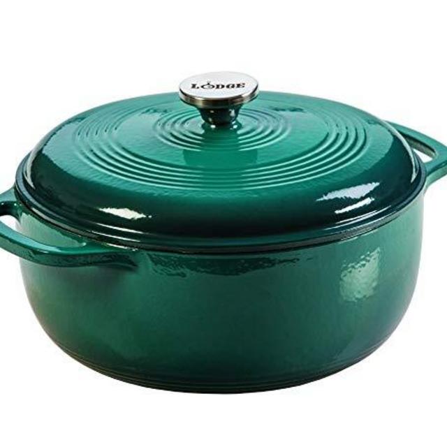 Lodge 6 Quart Enameled Cast Iron Dutch Oven. Deep Teal Enamel Dutch Oven (Lagoon Blue)