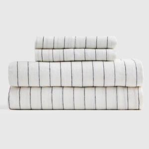 European Linen Sheet Set in Pencil Stripe