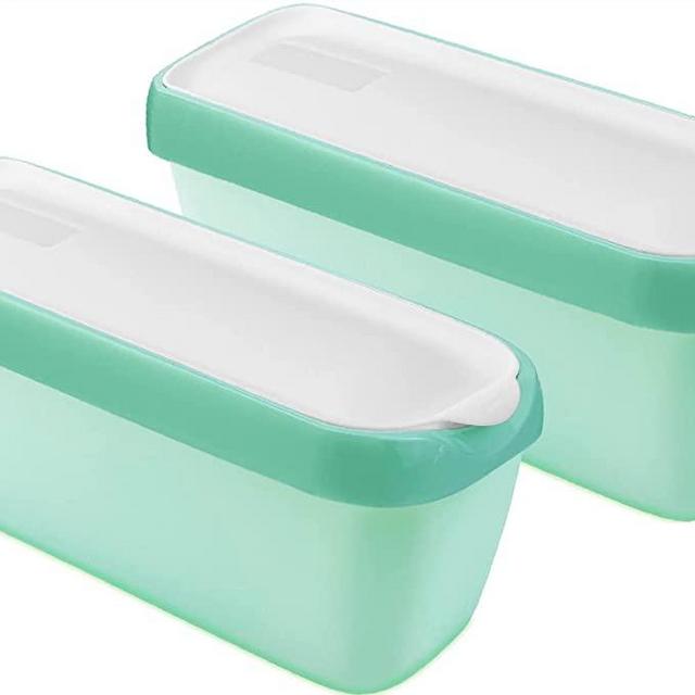 CAMKYDE Ice Cream Containers 1.5 Quarts Set of 2, Homemade Ice Cream Storage Containers for Freezer (Mint Green)