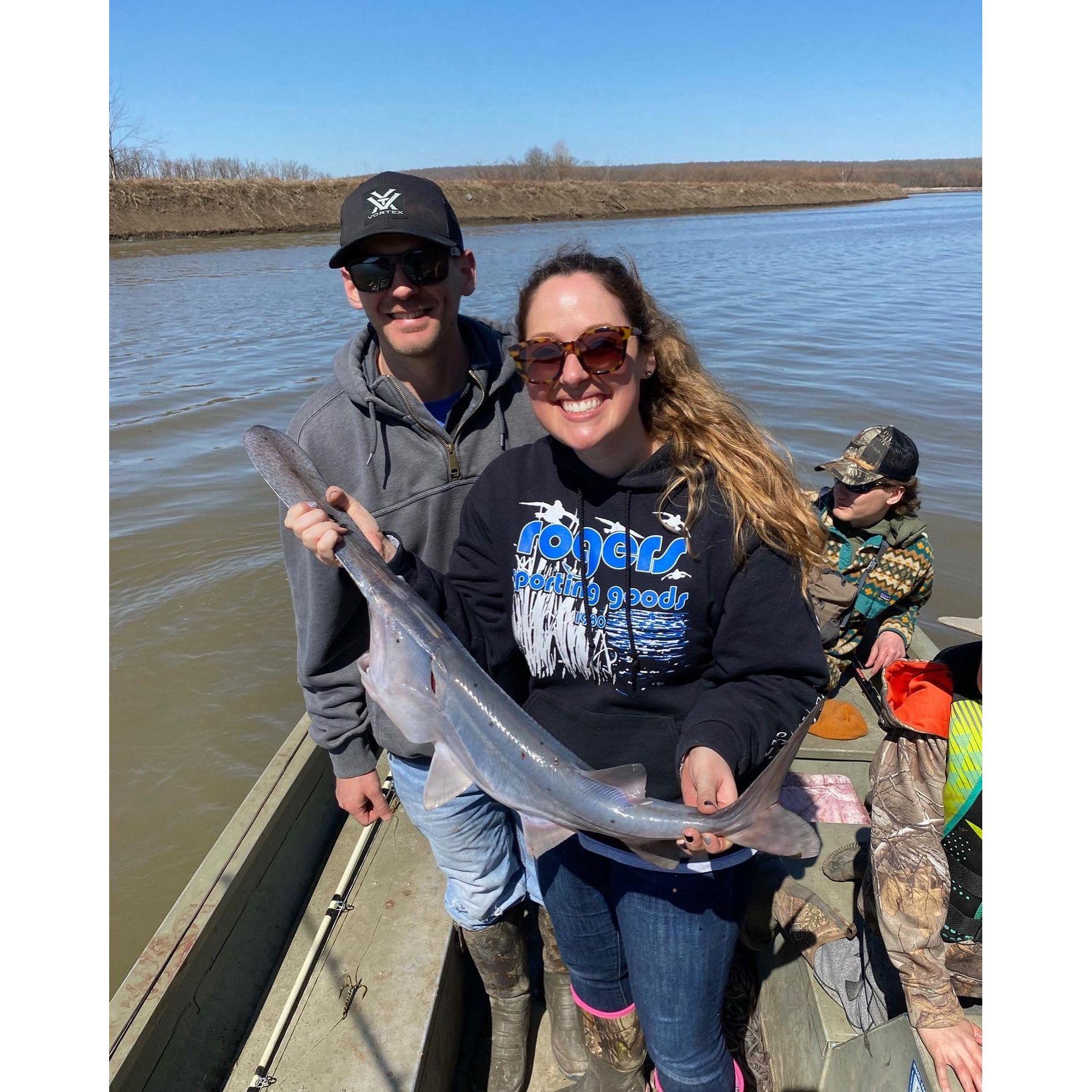 Katie's first spoonbill our first time snagging together