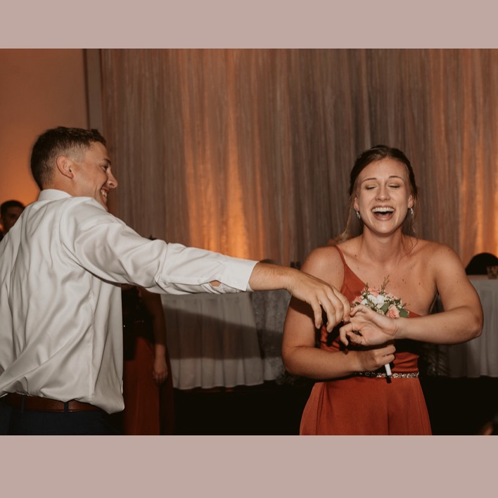 At Lisa's (MOH) wedding in 2021, after Courtney caught the bouquet. Reed was found hiding in the corner after this.