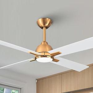 Parrot Uncle 48-in Color-Changing Integrated LED Gold with White Blades Ceiling Fan With Light - Remote Included ( 4 -Blade )