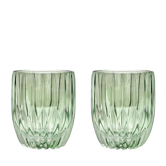 Set of 2 Small Green Tumbler Glasses
