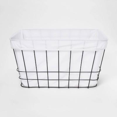 Metal Wire Rectangular Basket with Fabric - Room Essentials™