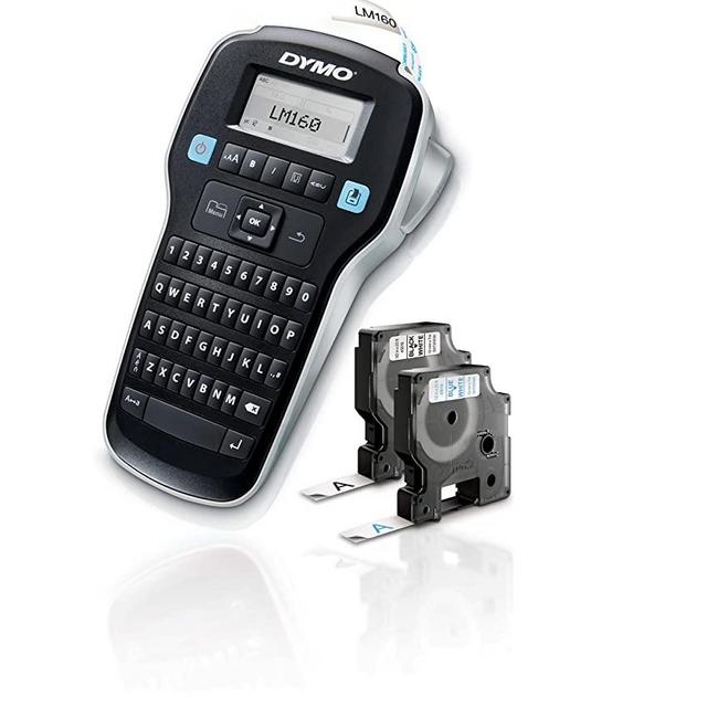 DYMO Label Maker with 2 D1 DYMO Label Tapes | LabelManager 160 Portable Label Maker, QWERTY Keyboard, One-Touch Smart Keys, Easy-to-Use, for Home & Office Organization