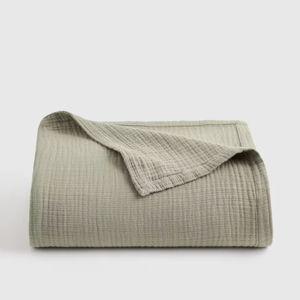 Organic Airy Gauze Blanket in Dried Sage