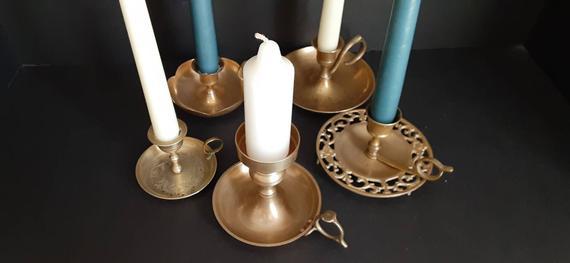 Vintage Handheld Candle Holders/Vintage Rustic/Brass Rustic/Antique Vintage/Entry Way Decor/Kitchen Decor/Cabin Decor/Brass Handheld