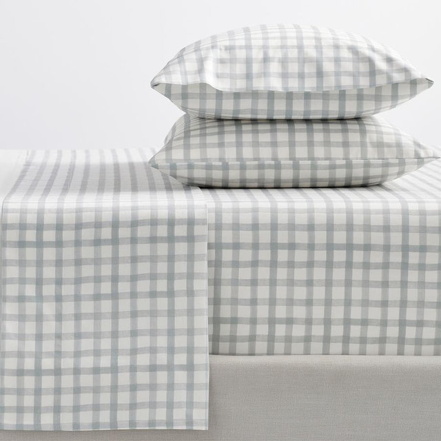 Gray Kipton Plaid Organic Cotton Sheet Set, King