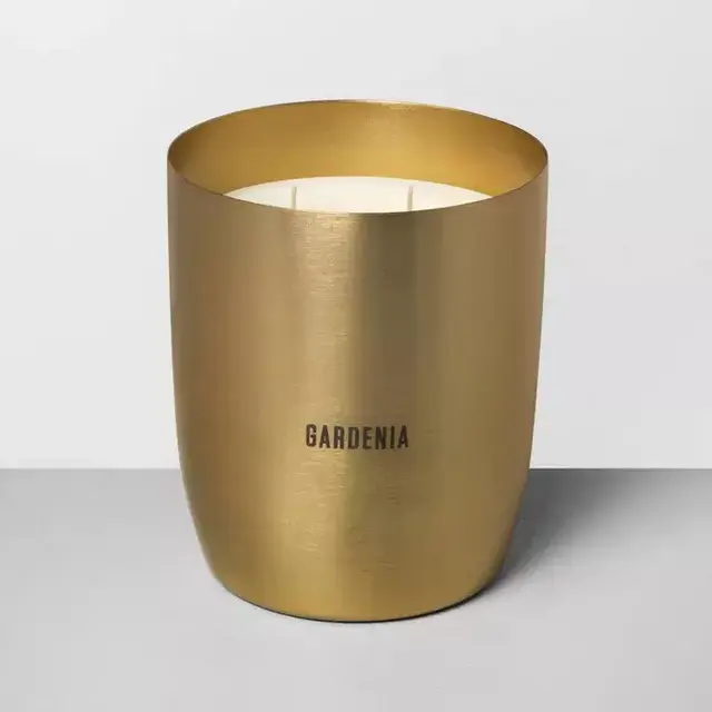 25oz Large Brass Candle Gardenia - Hearth & Hand™ with Magnolia