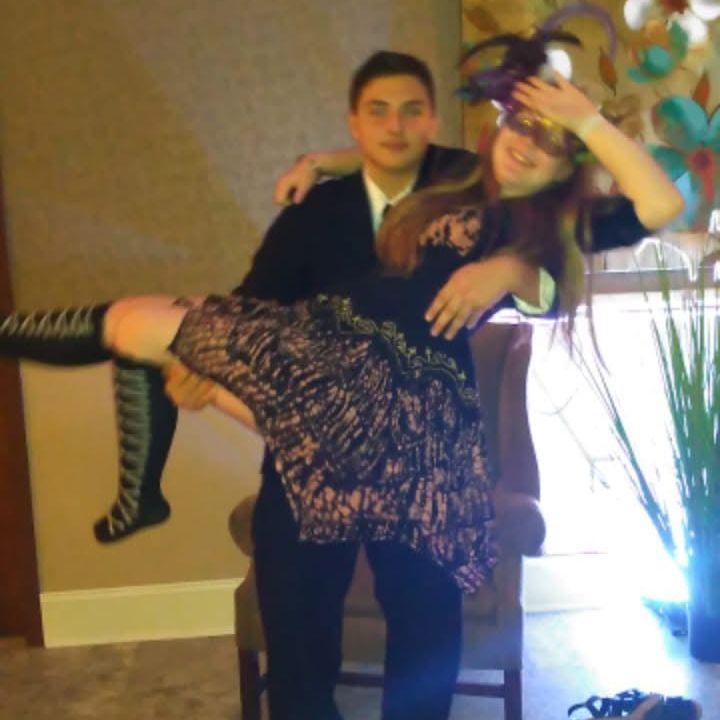 Masquerade Military ball for NJROTC. We kissed for the first time on the way home that night.