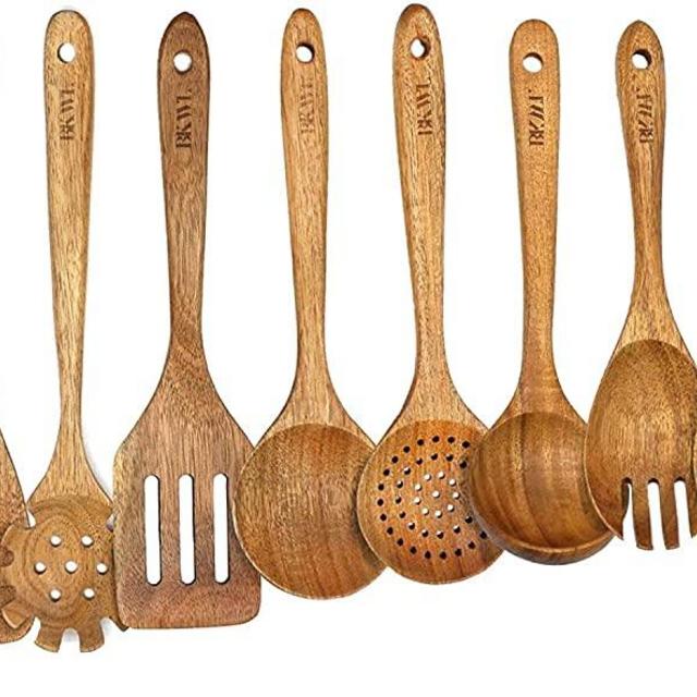 Wooden Spoons for Cooking,10 Pack Natural Acacia Wooden Kitchen Utensils Wooden Cooking Utensils Set Wooden Utensils for Cooking Wooden Spoons and Spatula Set (10)