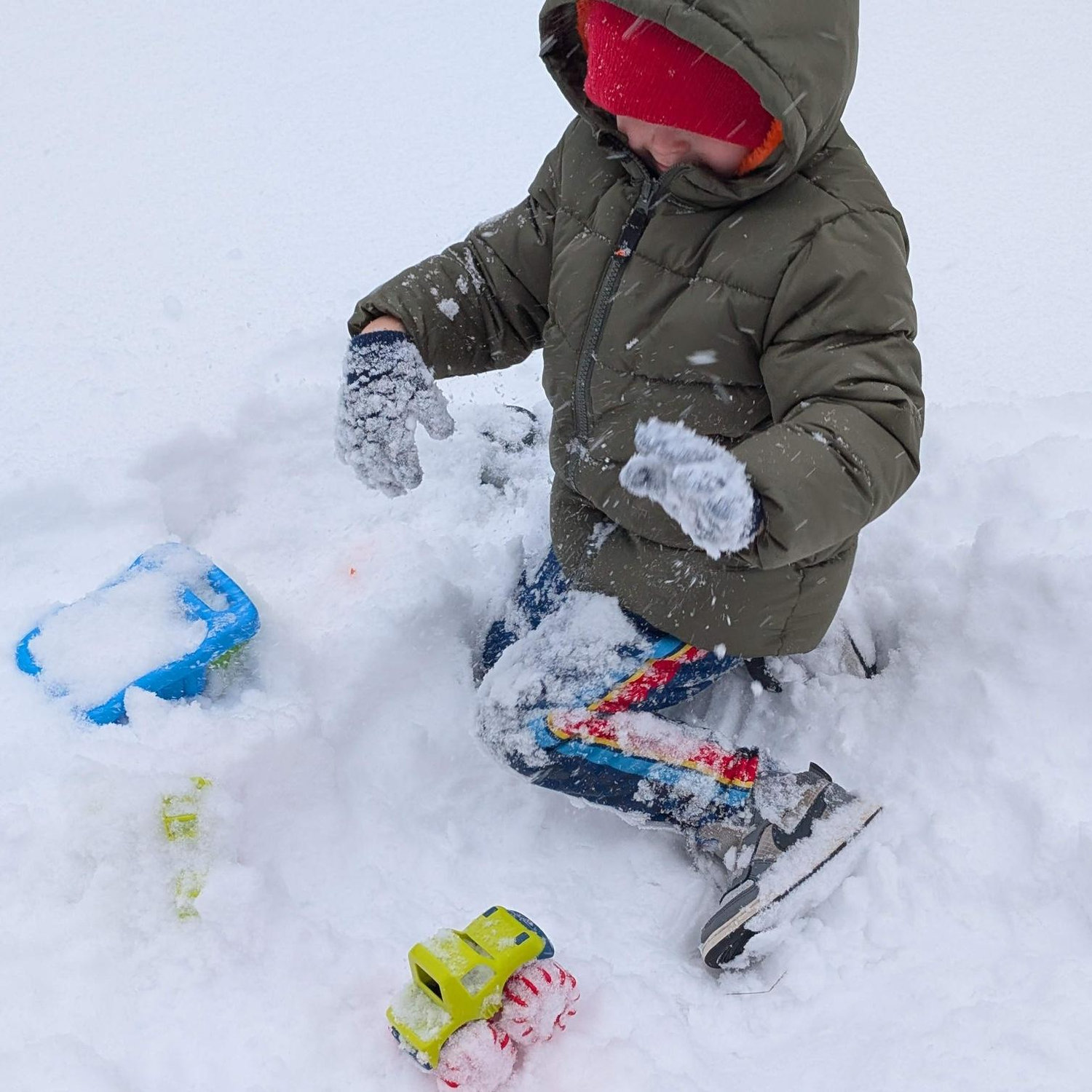 The trucks were hit with an avalanche.