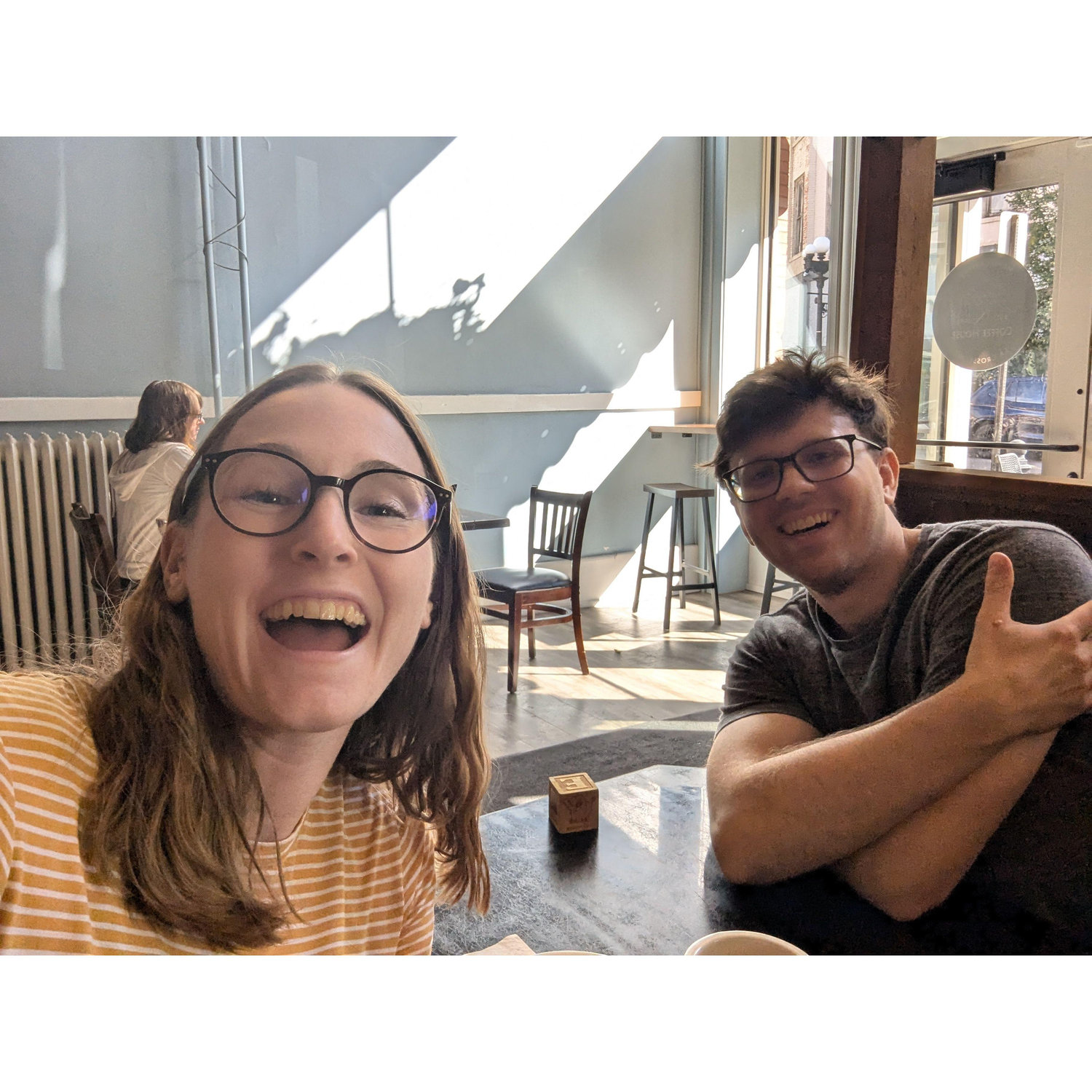 Back at Jules Coffee in La Crosse - our favorite date spot in college!