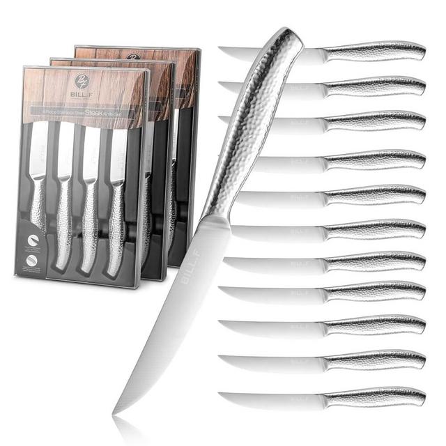 BF BILL.F SINCE 1983 Sharp Steak Knife Set of 12 Stainless Steel Serrated Knives Set with Gift Set, 12-Piece Kitchen Steak Knife Set