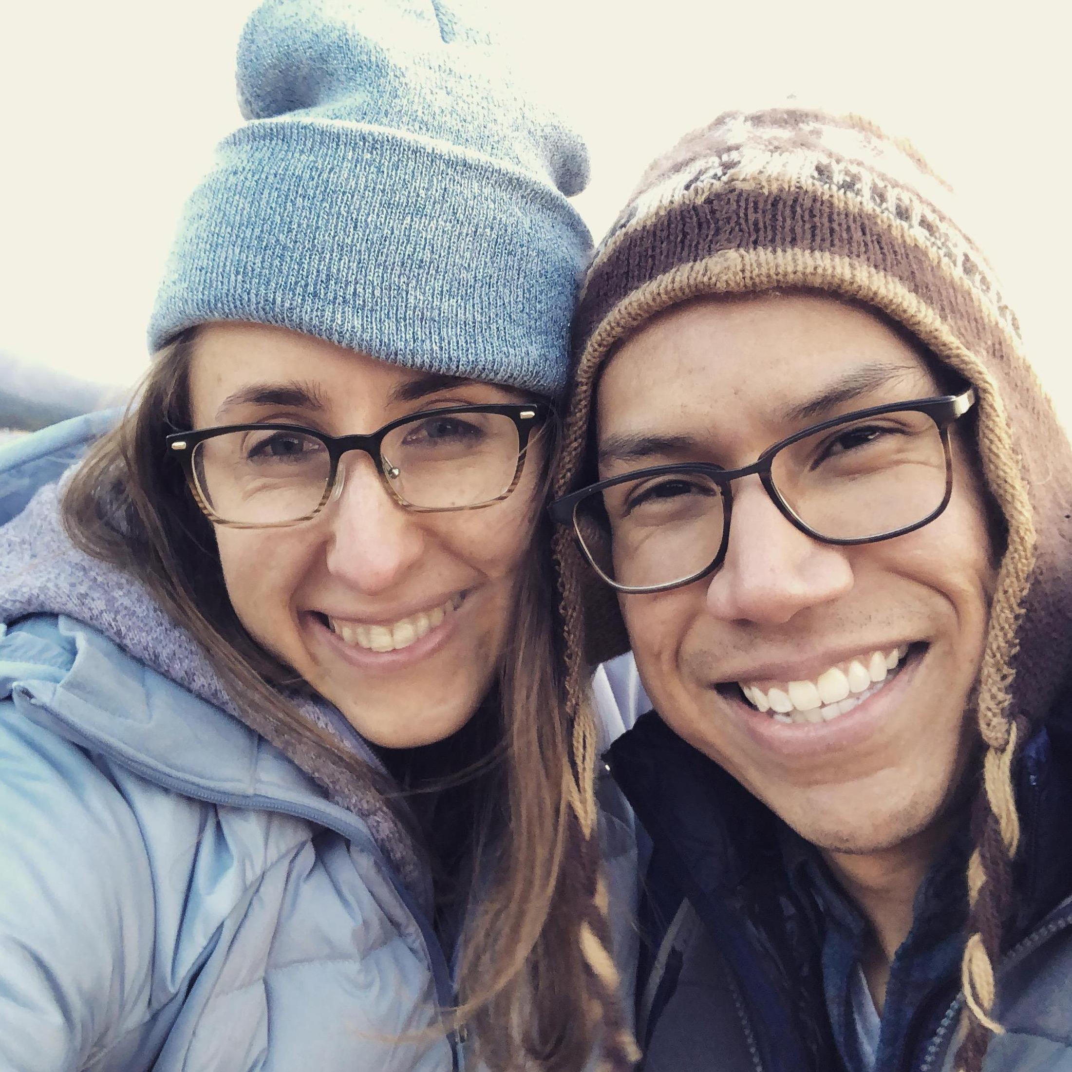 When you don't pack warm enough for Lake Tahoe you end up in triple jackets, hats, and snuggles.