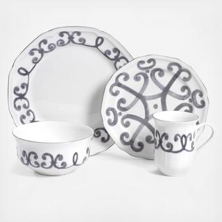 Antique White Scroll 4-Piece Place Setting, Service for 1