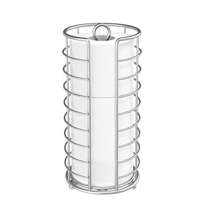 Kerisgo Toilet Paper Holder Stand, Freestanding Bathroom Toilet Paper Organizer, Mega Roll Toilet Paper Holder for Under Sink, Vanity, Cabinet Shelf (Silver)