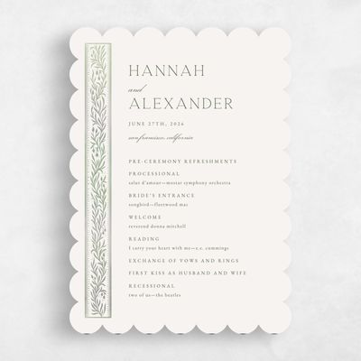 Beige Scalloped Wedding Program - Viridian