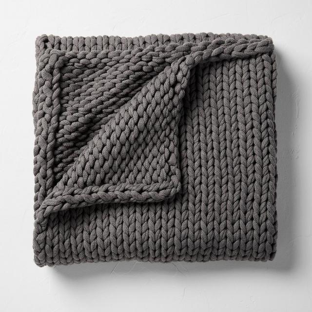 50"x70" Oversized Solid Bed Throw Dark Gray - Casaluna™