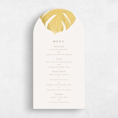 Beige Arch Wedding Menu - Maui Foil