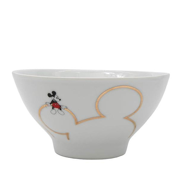 Disney Mickey Mouse Gold Icon Ceramic Cereal Bowls – Elegant Cereal Bowl Set & Collectible Dinnerware for Everyday Use – Set of 4 Officially Licensed Kitchen Accessories