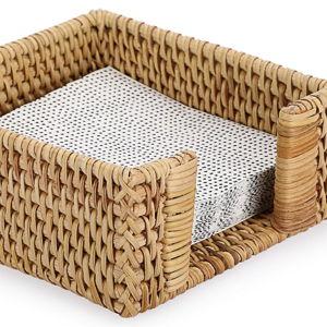 Sumnacon Napkin Holder,Square Rattan Napkin Holder Table Wicker Countertop,Cocktail Napkin Holders Rustic Napkin Holders for Kitchen Dining Table Counter Vintage Napkin Basket for Picnic Wedding Party