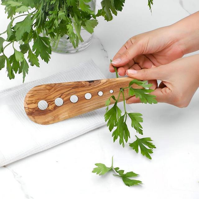 Sprint4deals Herb and Leaf Scraper - Wooden Kitchen Tool for Easy Herb Stripping, Preparation, and Cutting - Perfect for Kale, Rosemary, Thyme & More - Natural, Easy to Use