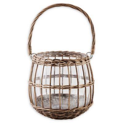 Bee & Willow™ Small Glass and Rattan Lantern in Brown